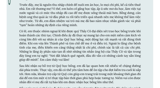 Cảm nhận của thành viên Quỹ học bổng ASF – Lê Quang Trí